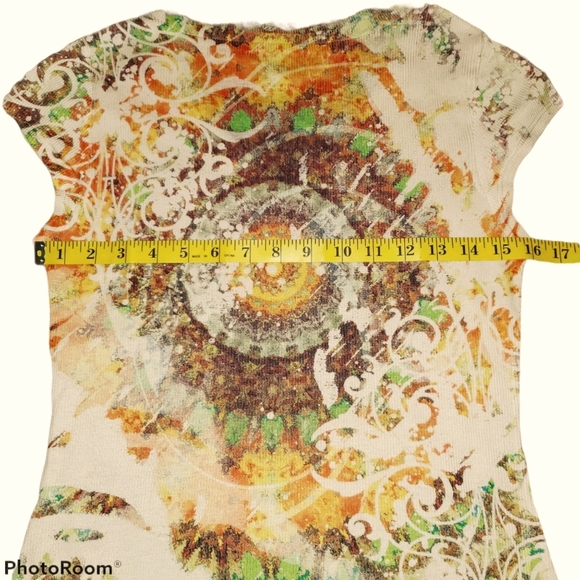 one world Cap Sleeve V Neck Stretchy Ribbed Tee 402 - Picture 5 of 6